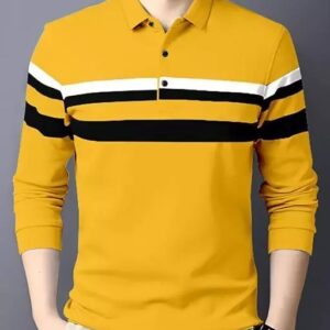 Rickon Men’s Horizontal Stripes Polo Mustard Tshirts