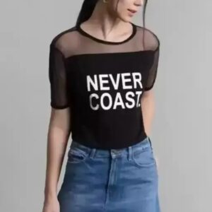 Women Never Coast Casual Printed Black Top